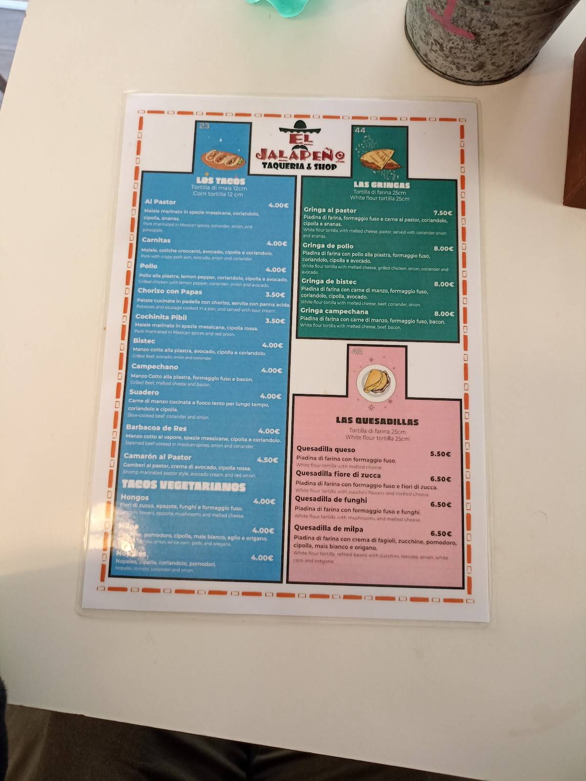Menu de El Jalapeño