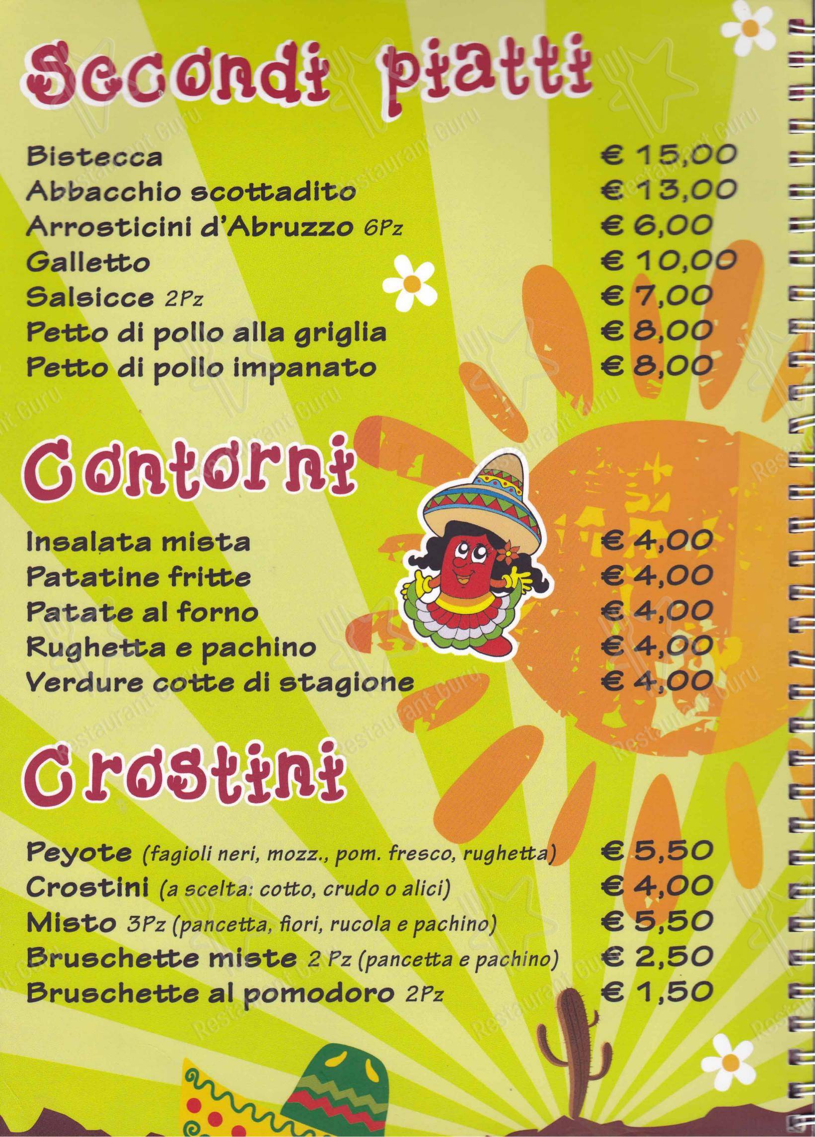 Menu bar per El Mosquito ristorante