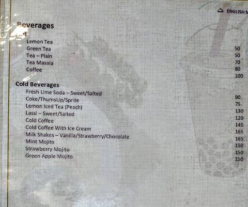 English Masala menu