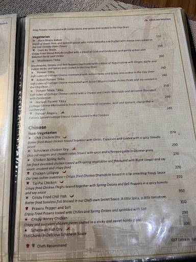English Masala menu