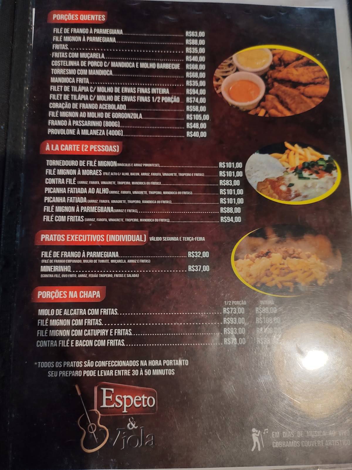 Espeto & Viola cardápio