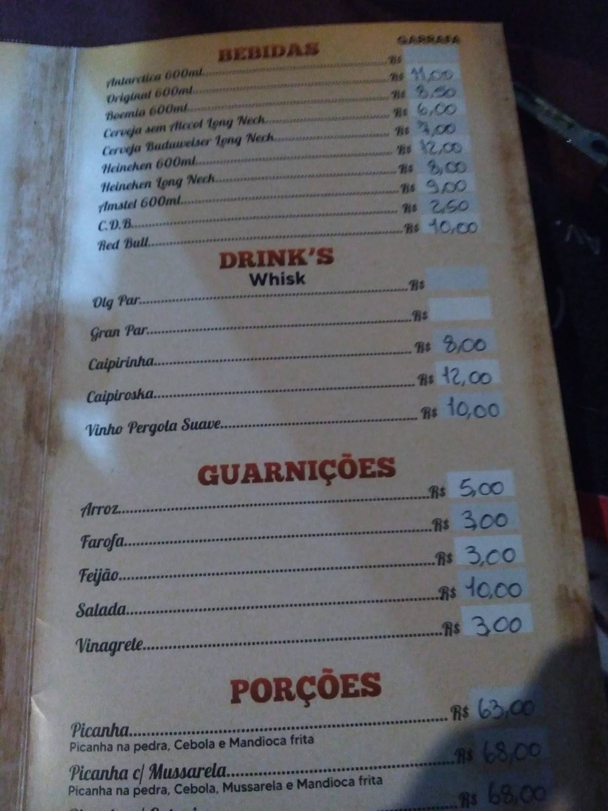 Espetos e Cia cardápio