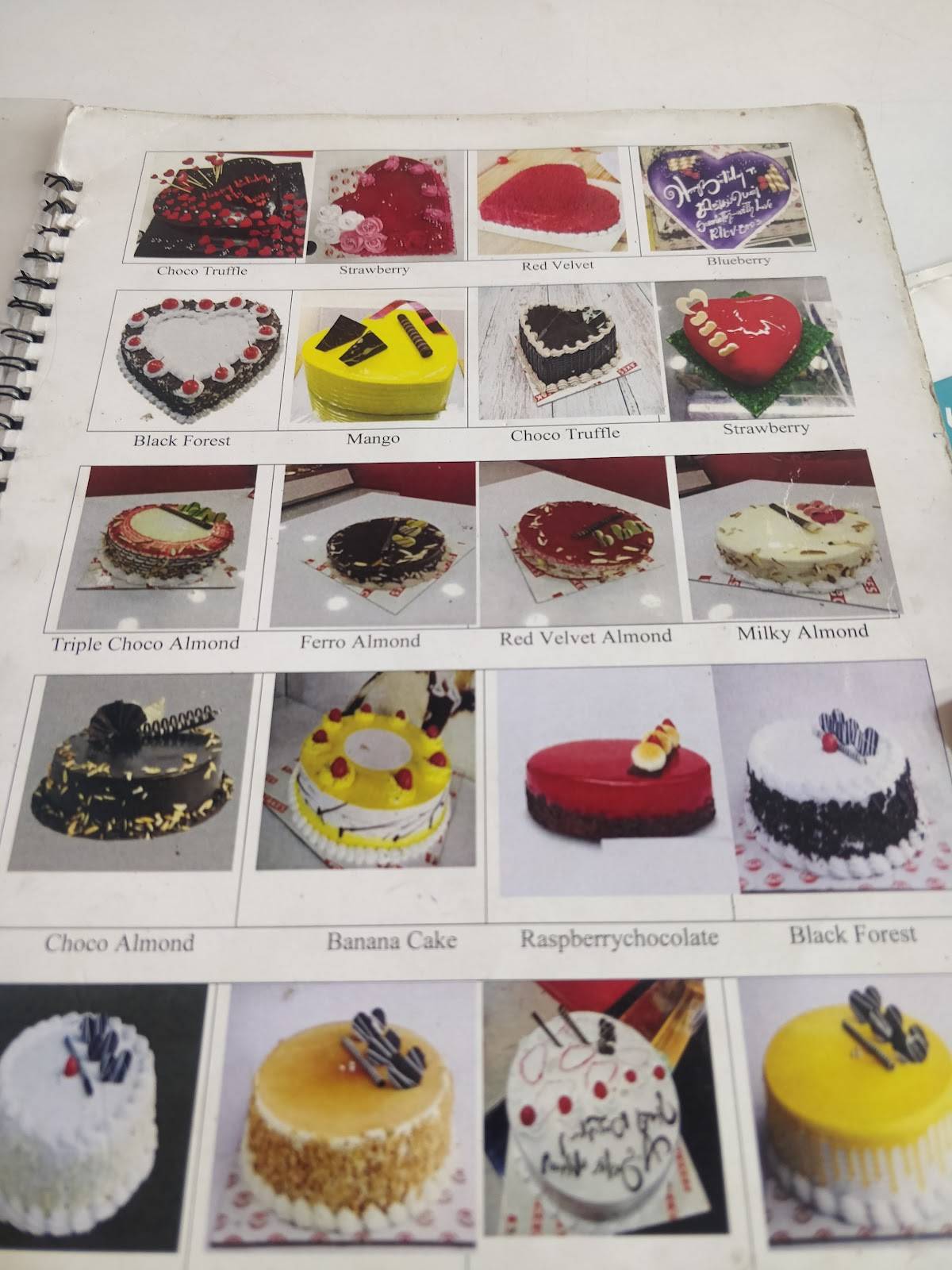 FB Cakes menu