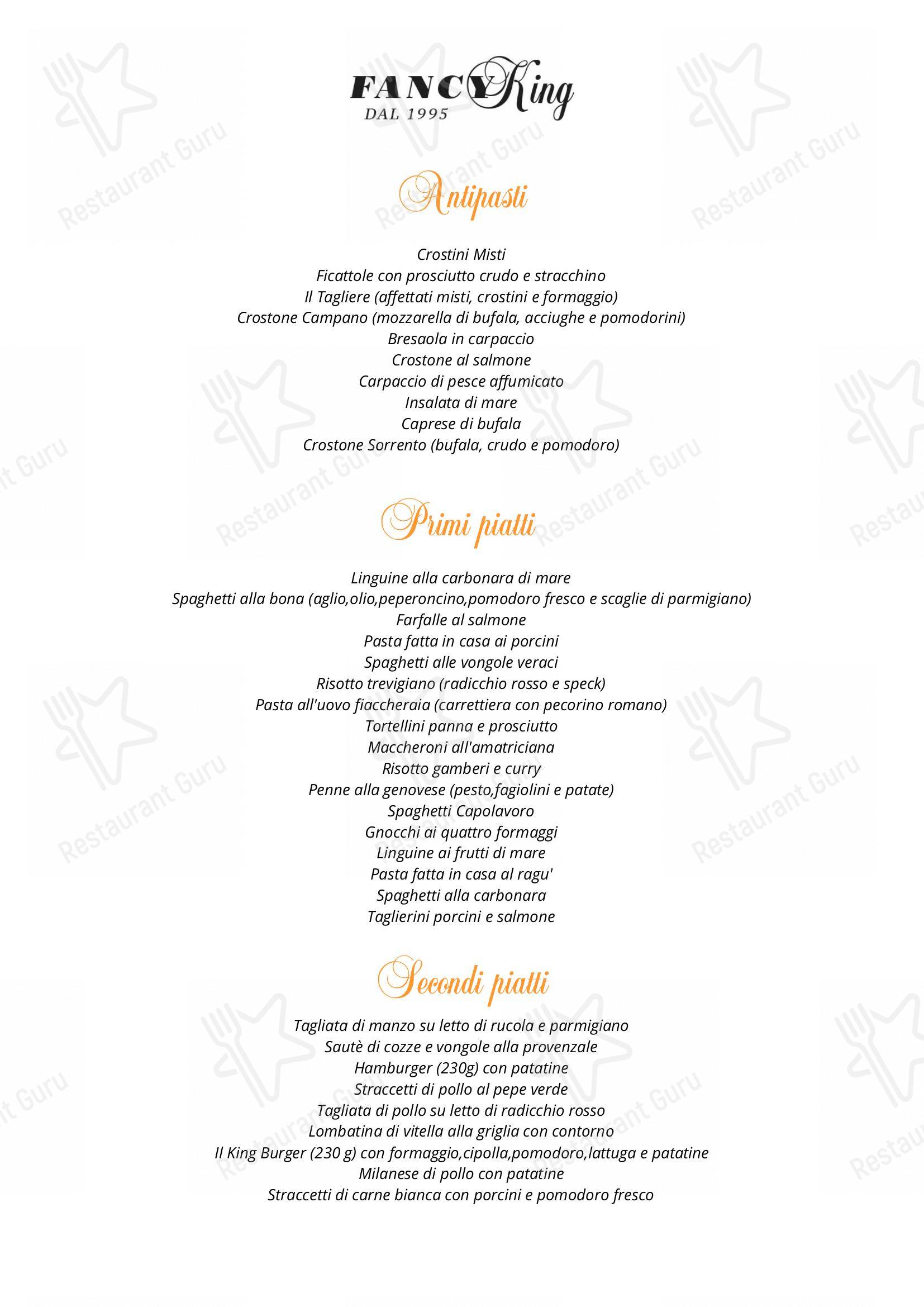 Menu per Fancy King in Prato