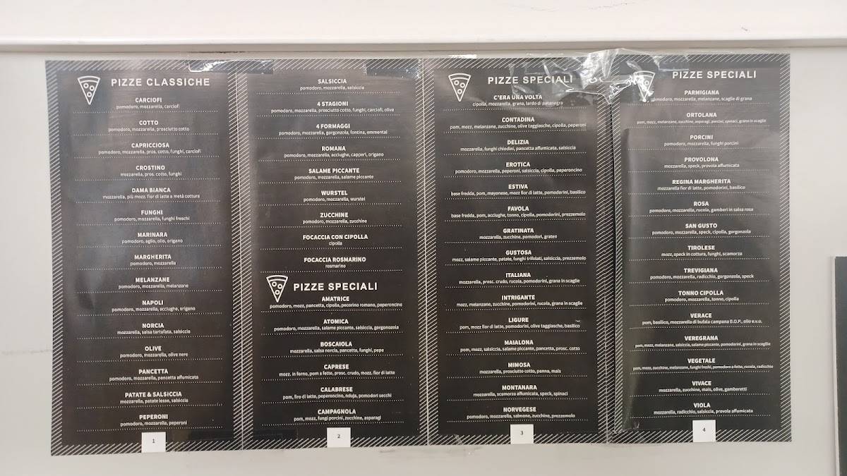 Menu di Farina&Fantasia 