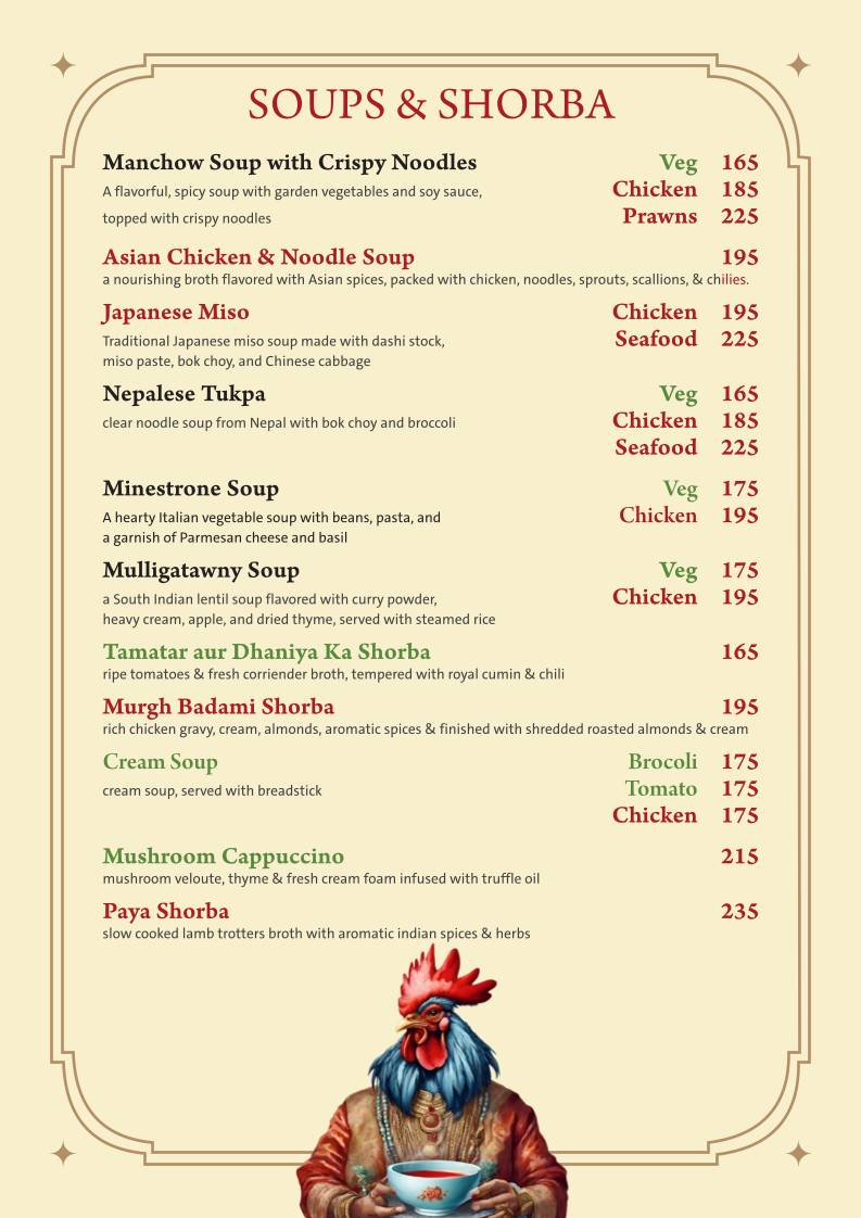 Farmhouse Garden Restaurant / Residency menu