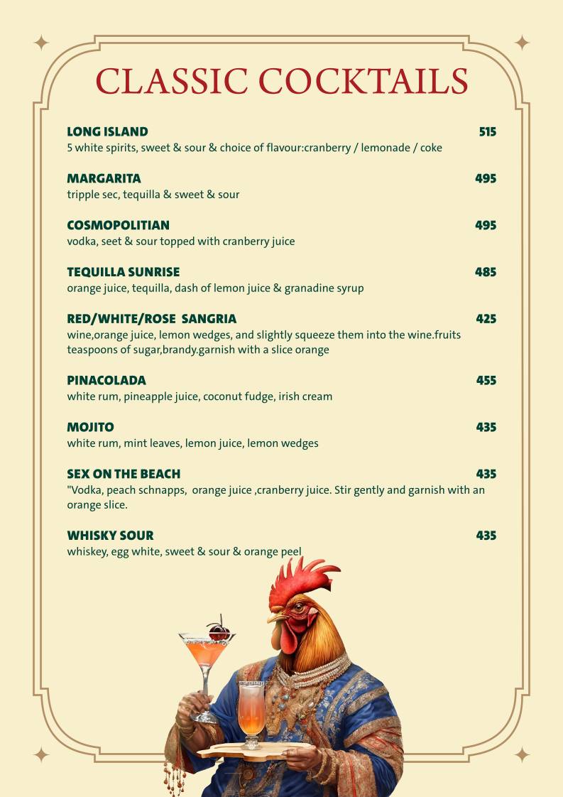 Farmhouse Garden Restaurant / Residency menu