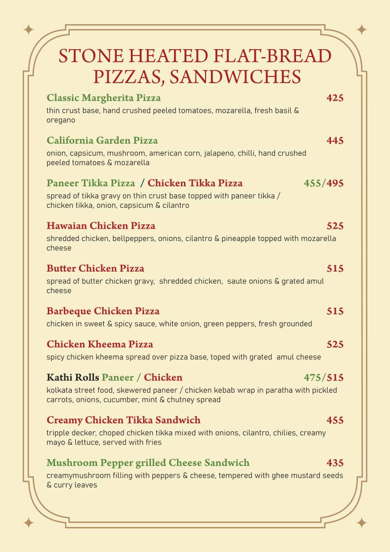 Farmhouse Garden Restaurant / Residency menu
