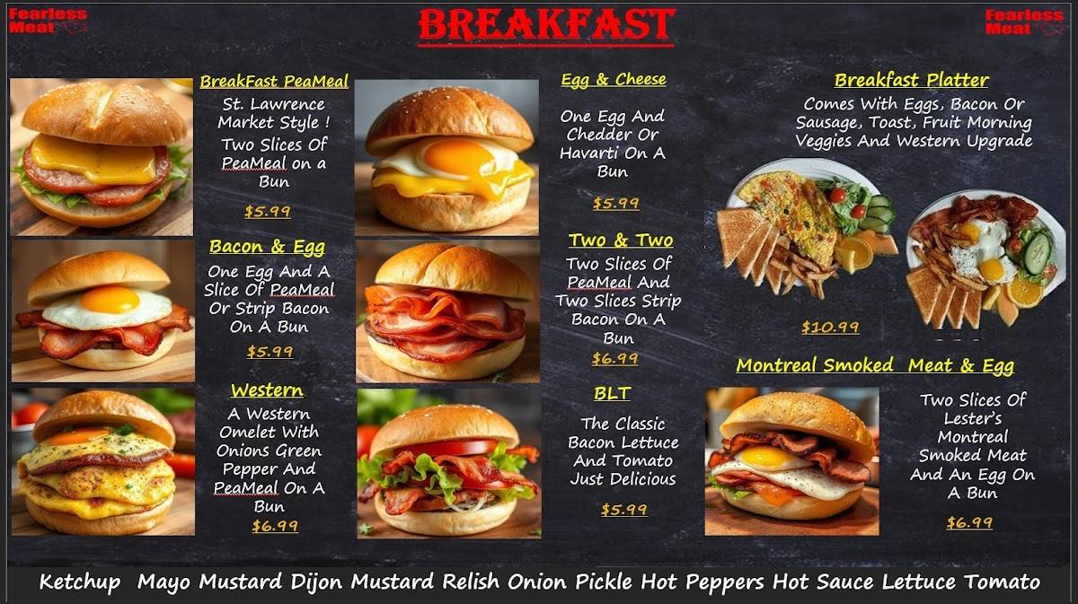 Menu de Fearless Meat