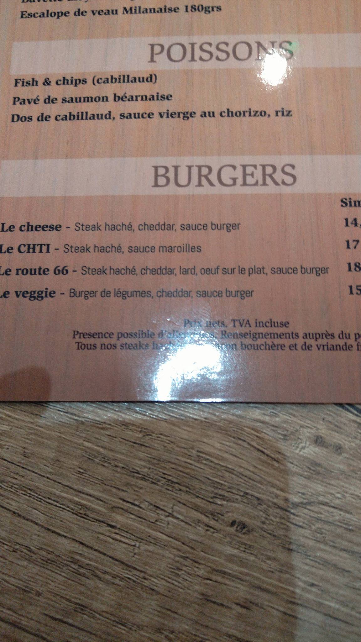 Menu de Le Norzone