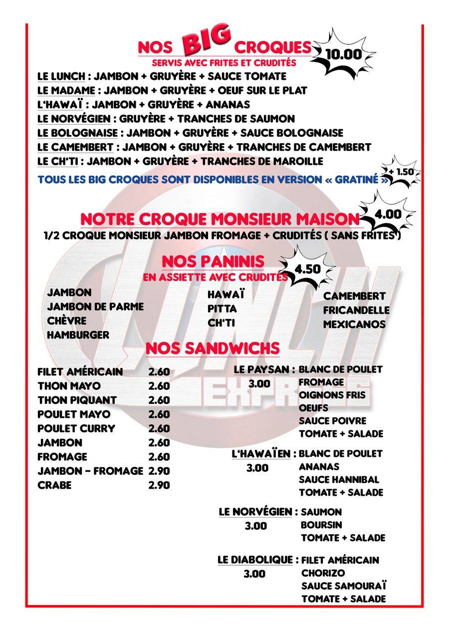 Menu de Lunch Express