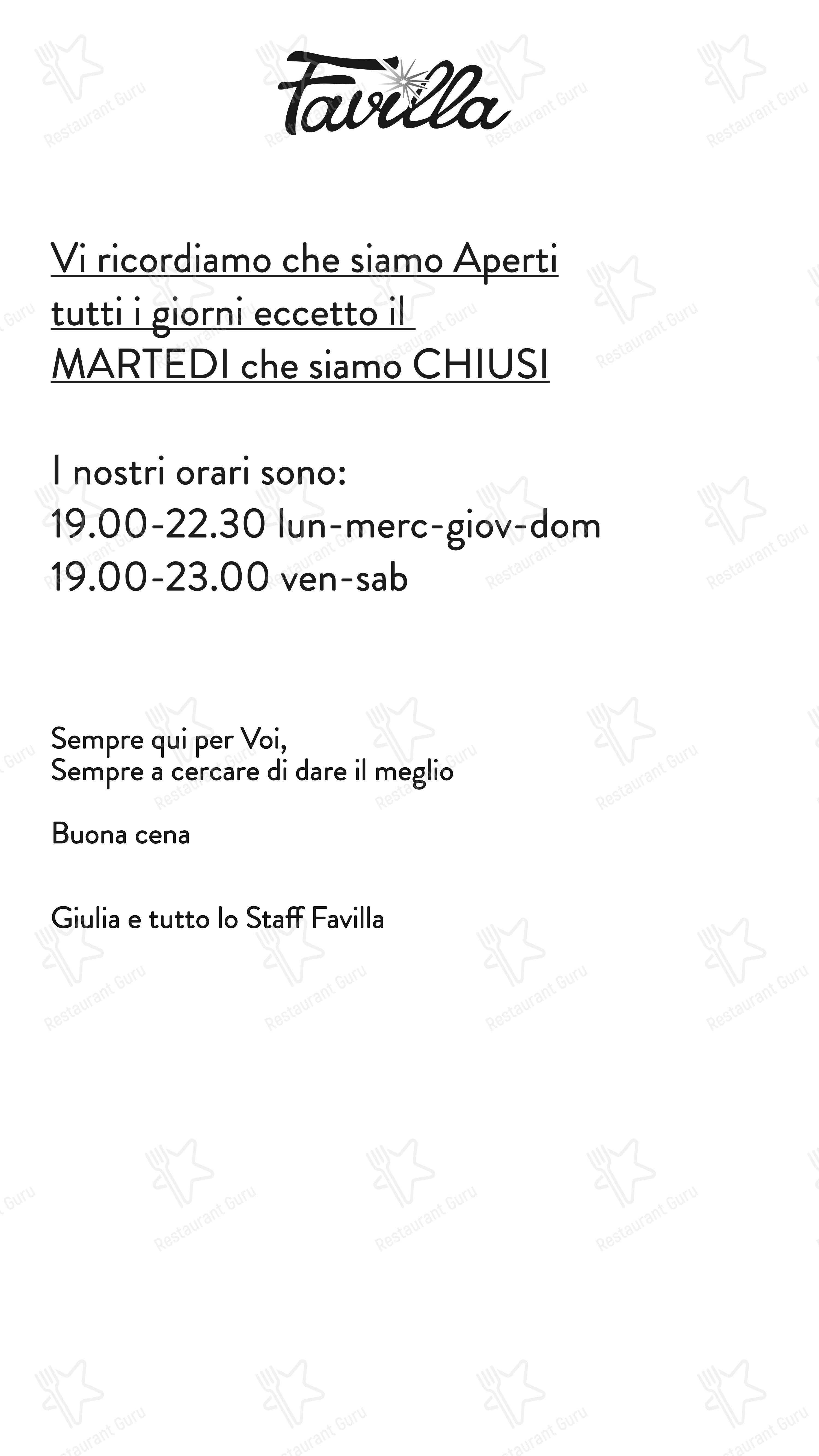 Menu per Favilla Pizzeria con Cucina Roma San Giovanni in Roma