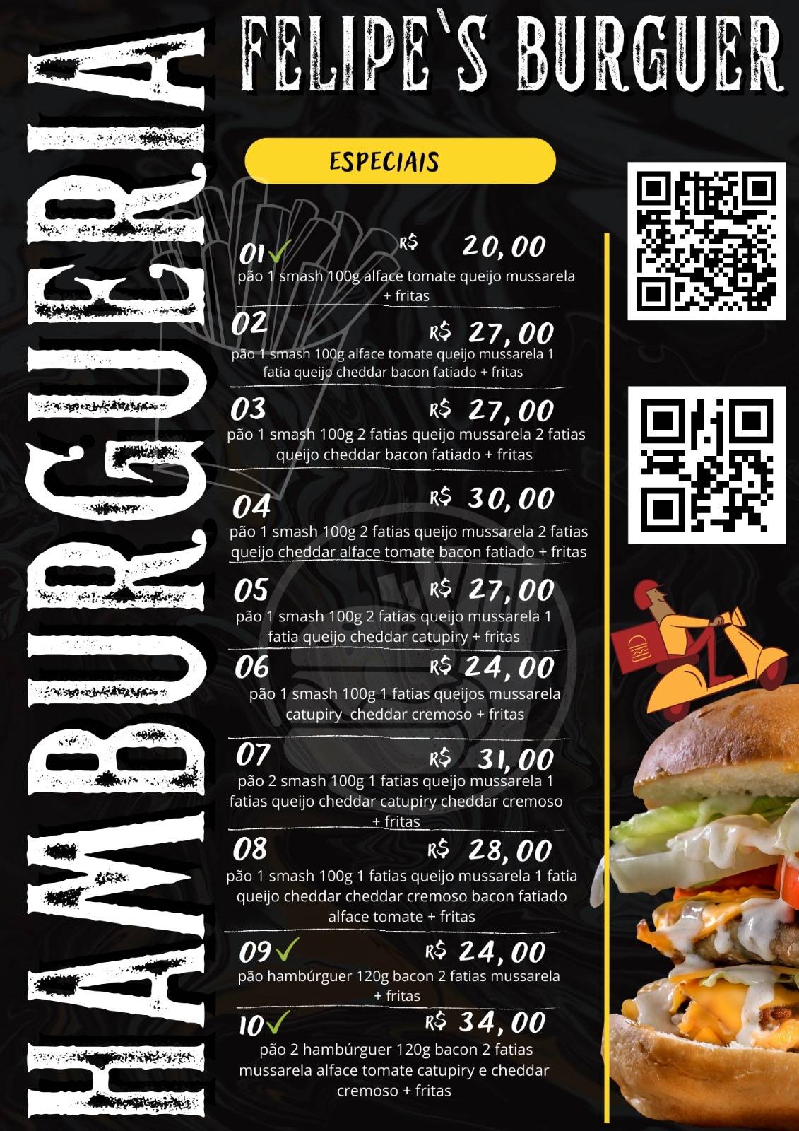 Felipes Burger cardápio
