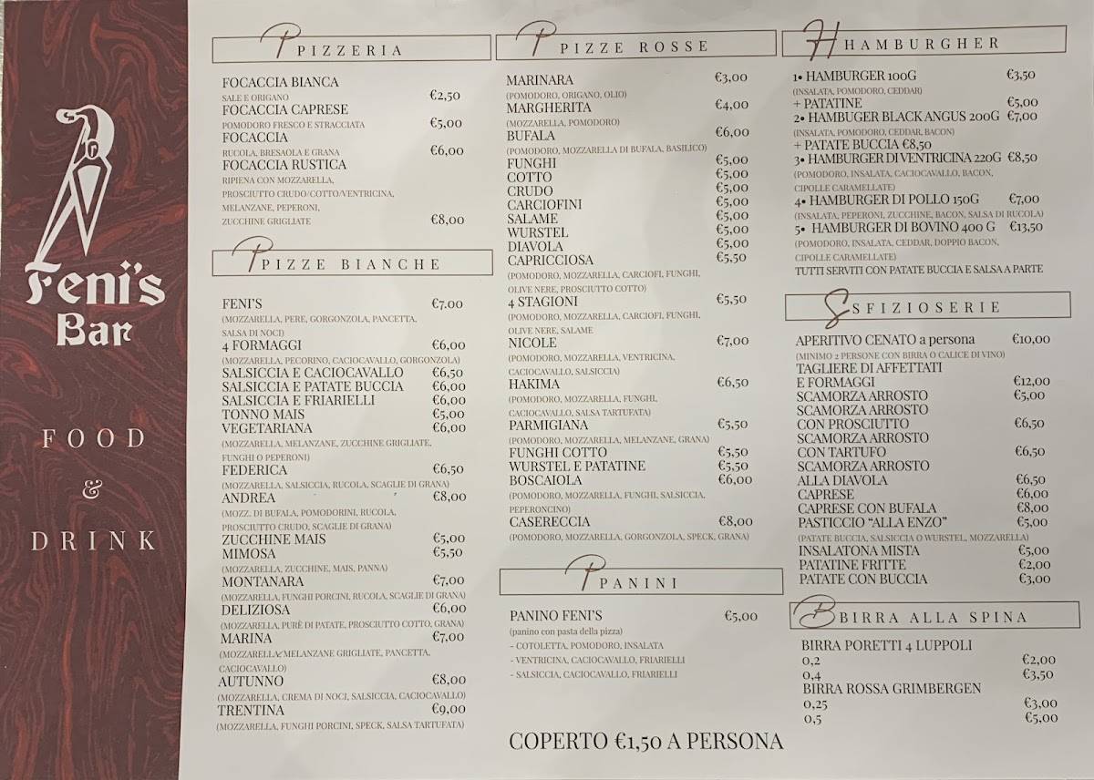 Menu di Feni's Bar 