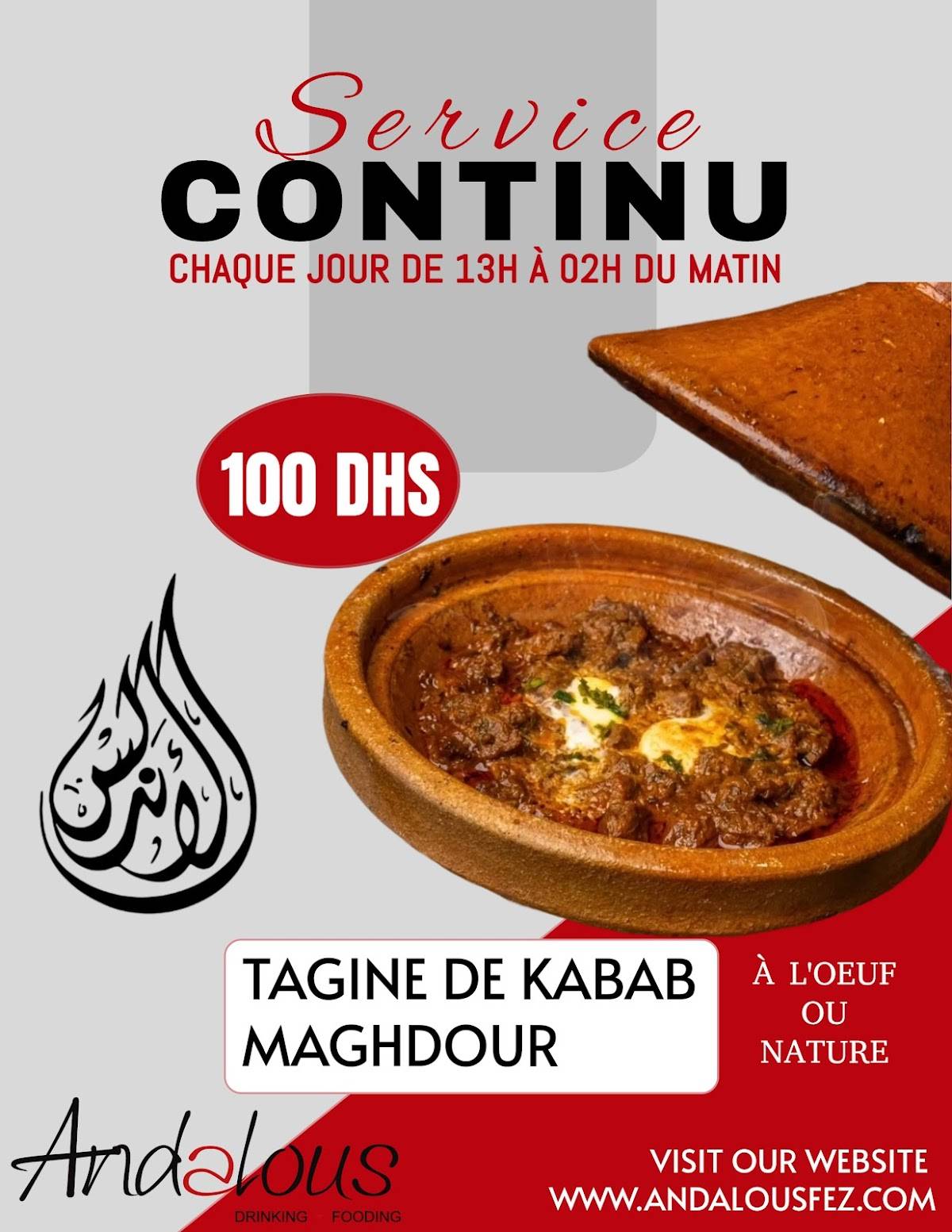 Menu de ANDALOUS - Restaurant • Lounge • Terrasse - Fès
