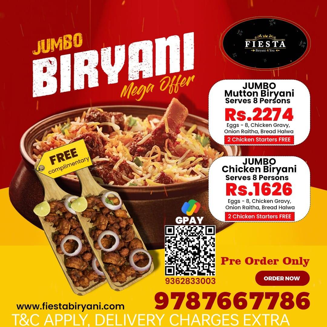 Fiesta Biiryani menu