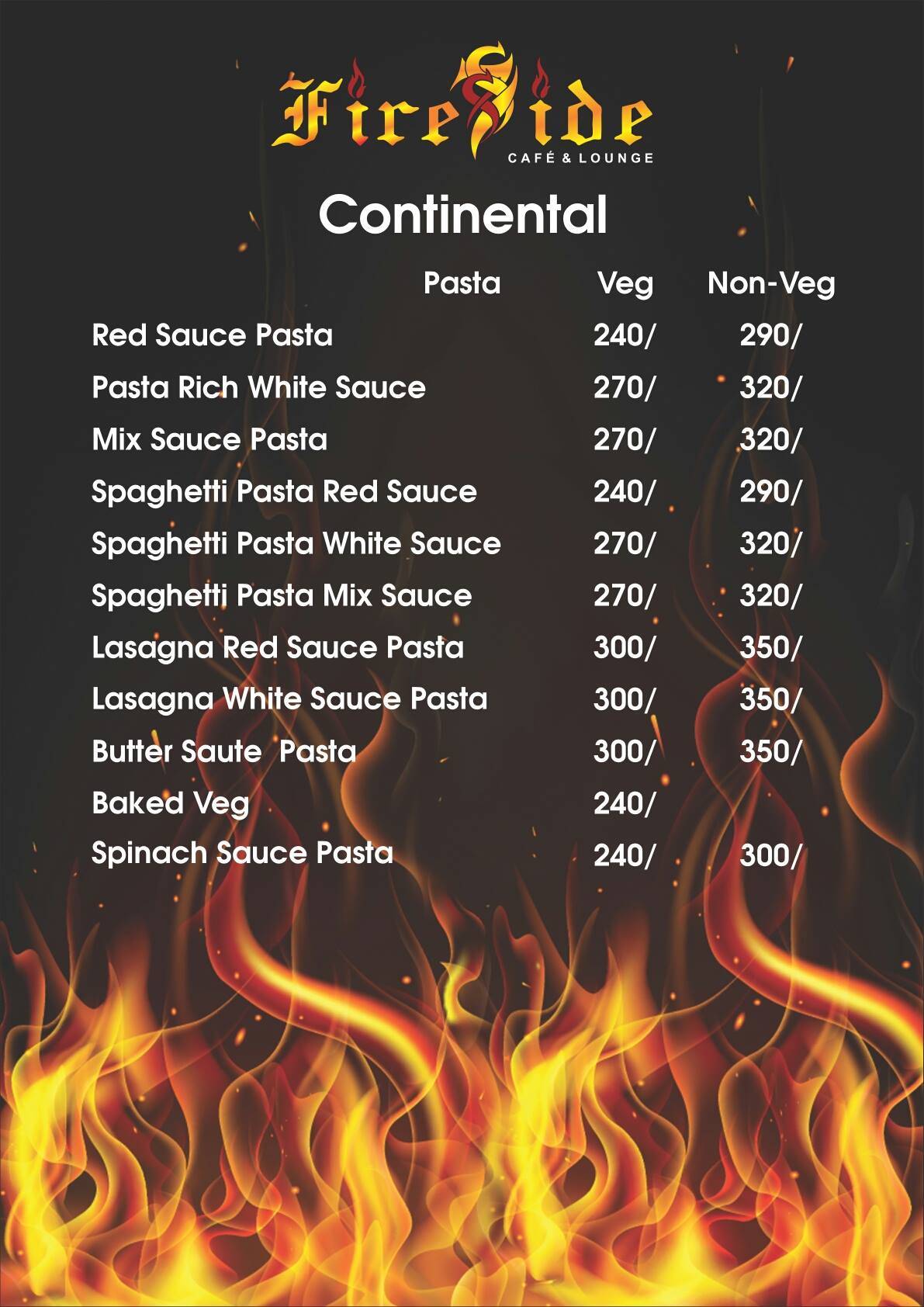 Fireside sky lounge menu