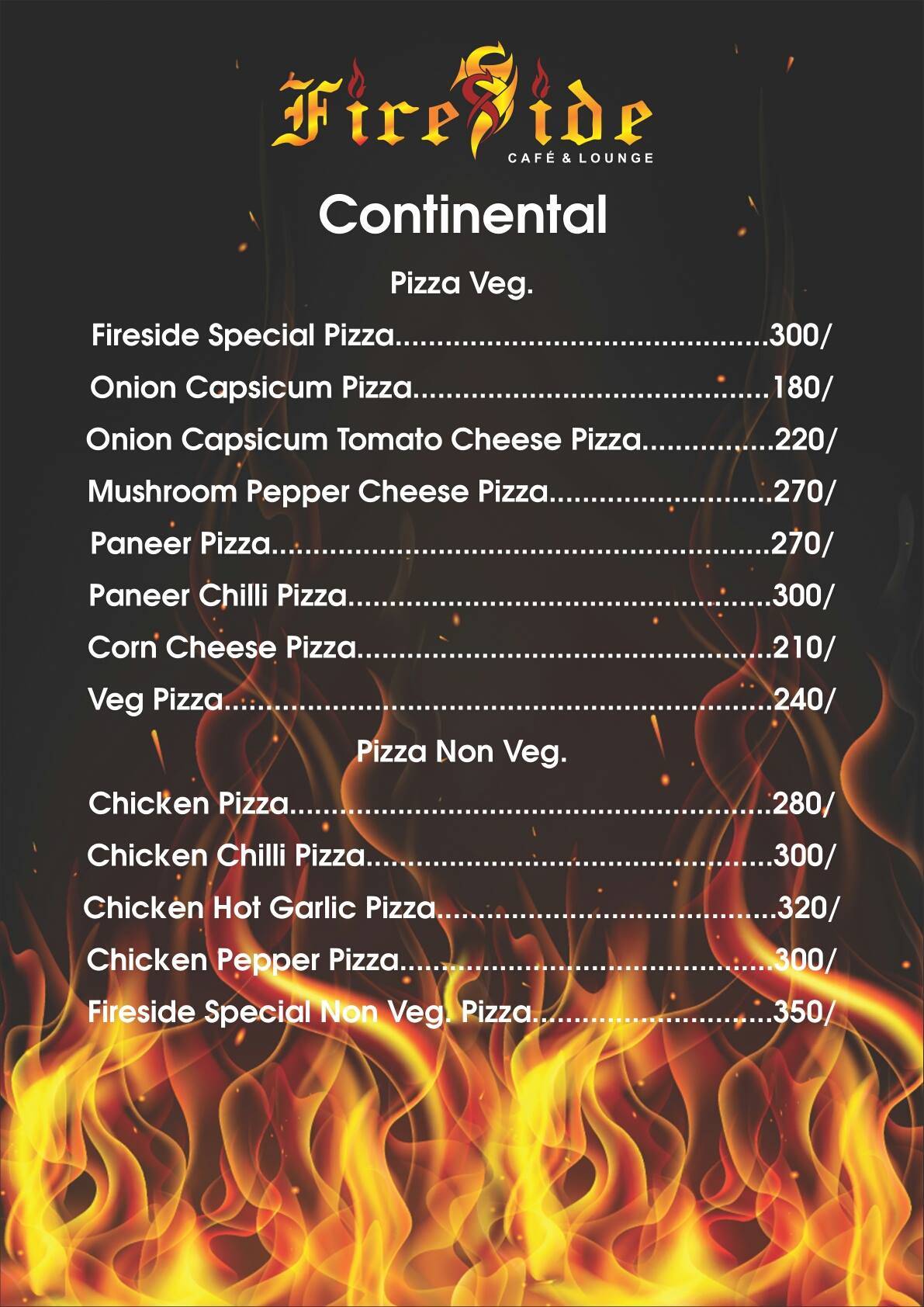 Fireside sky lounge menu