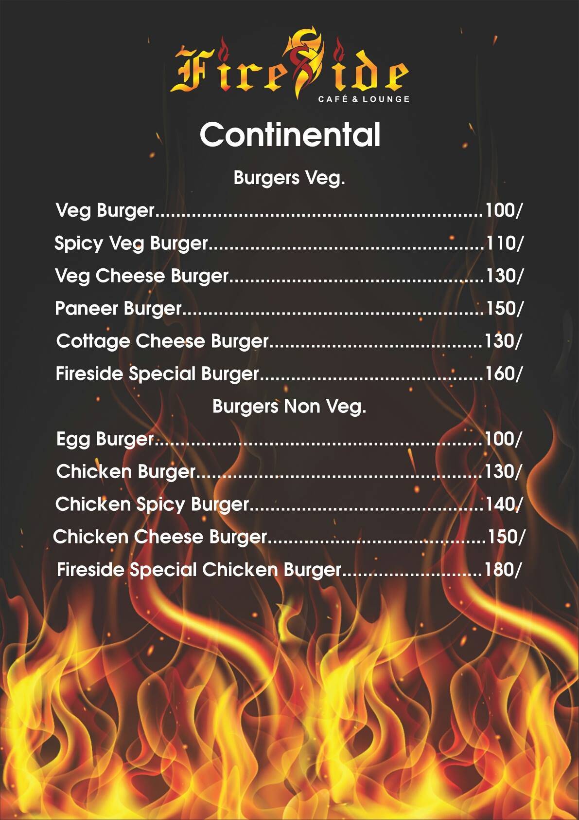 Fireside sky lounge menu