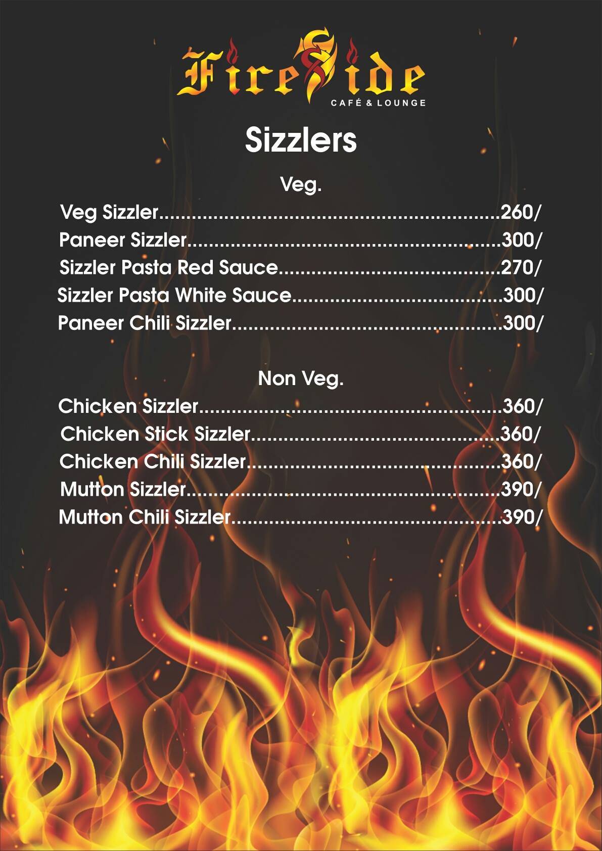 Fireside sky lounge menu