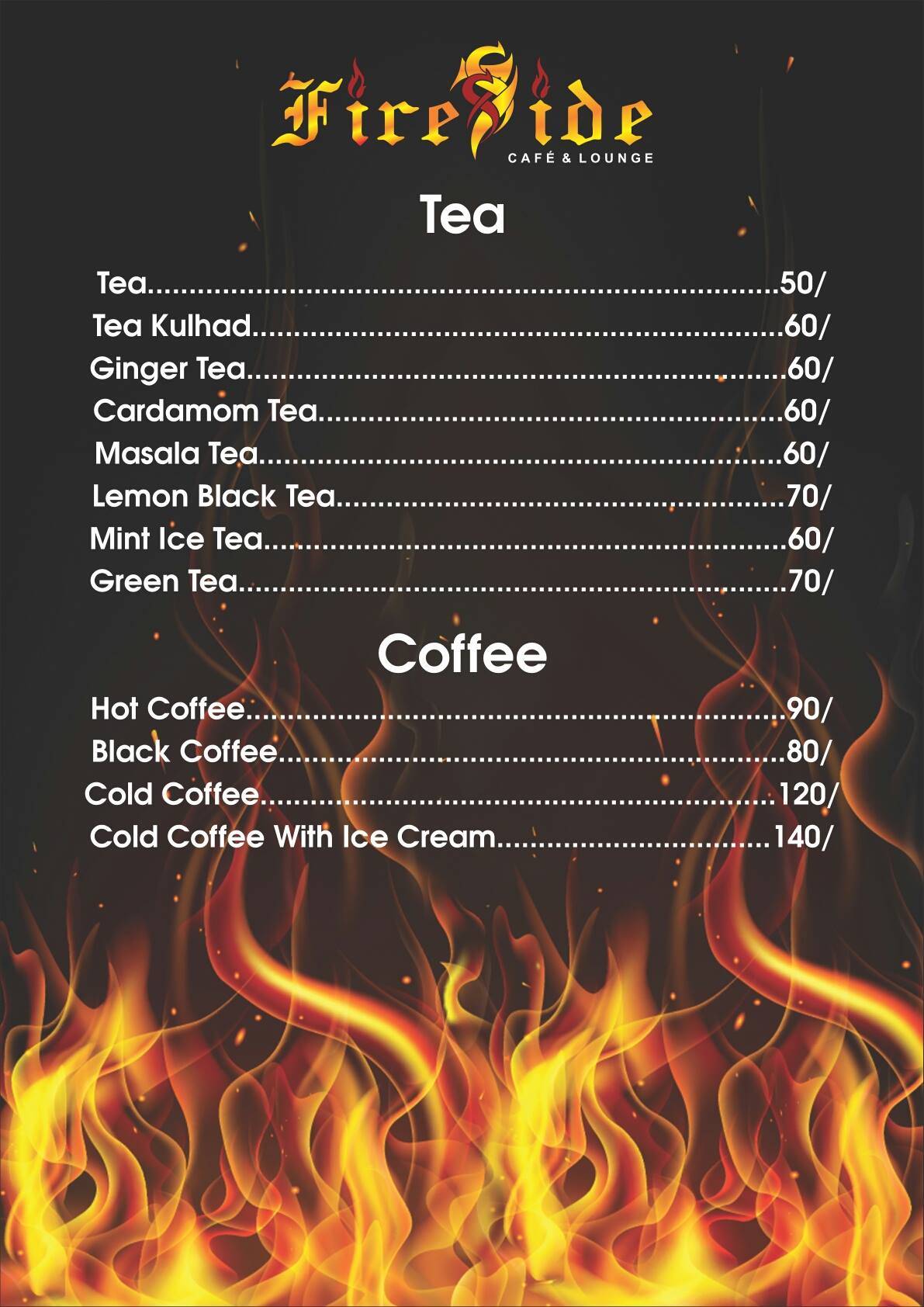 Fireside sky lounge menu