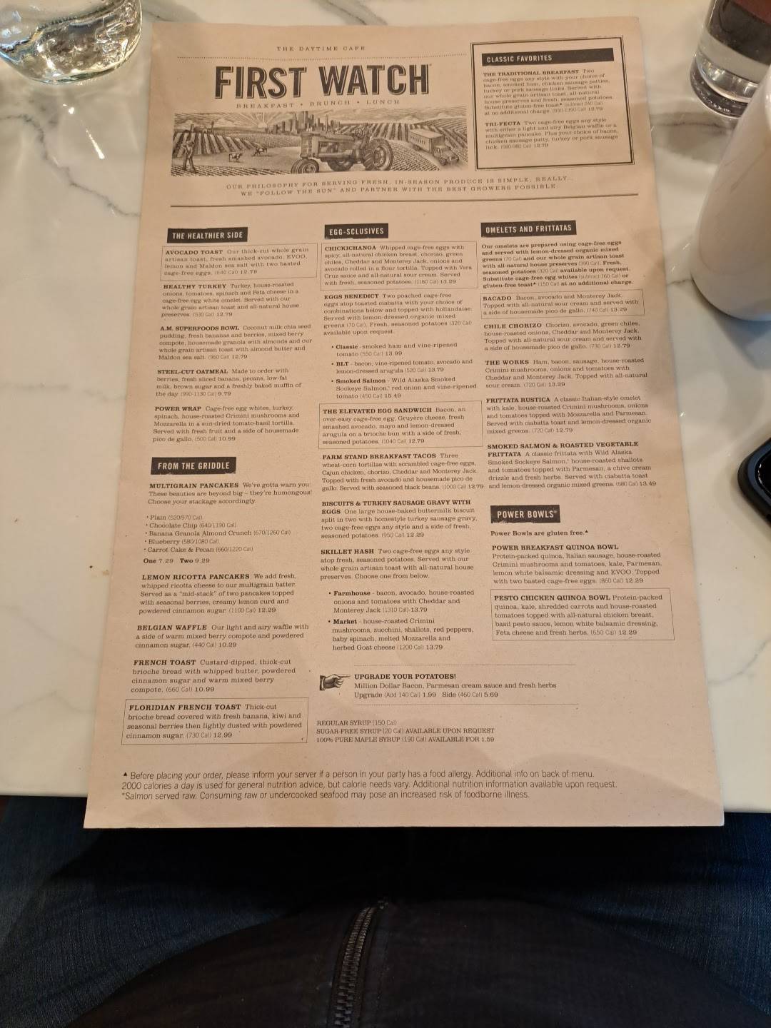 Menu at First Watch restaurant, Noblesville
