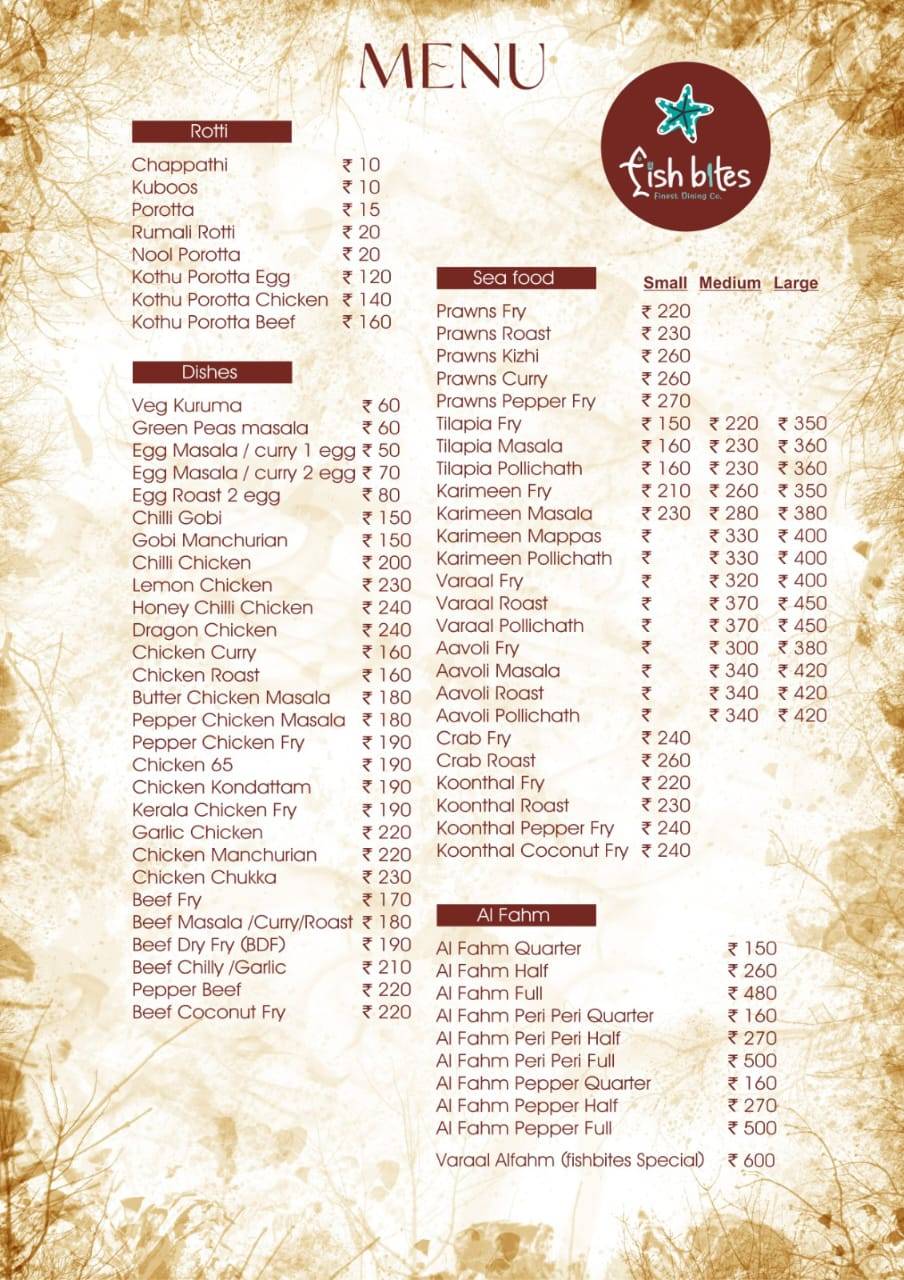Fish Bites menu
