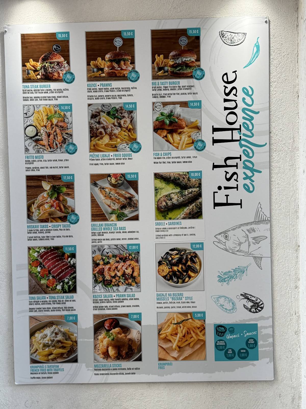 Menu di Fish House Rovinj 