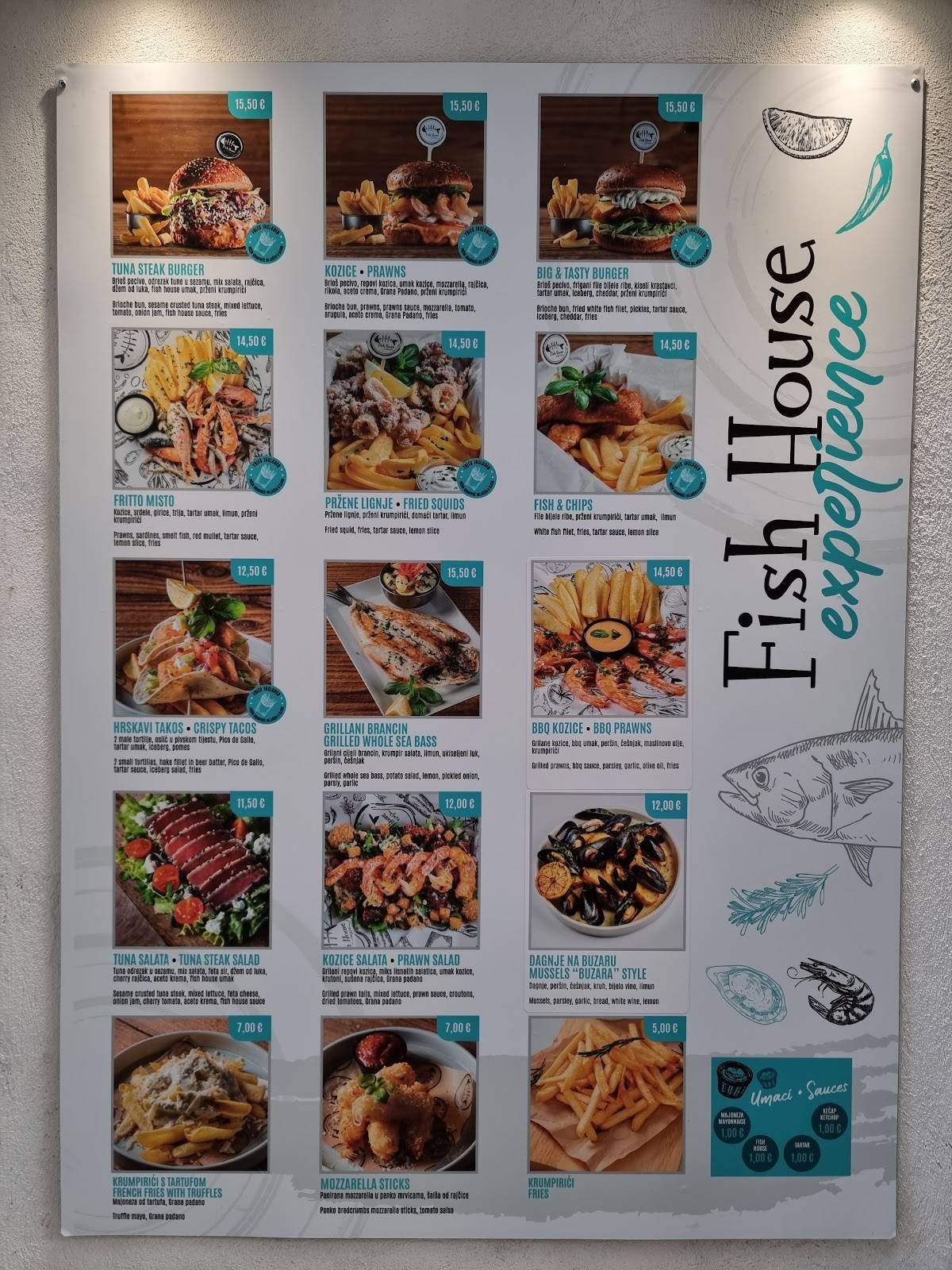Menu di Fish House Rovinj 