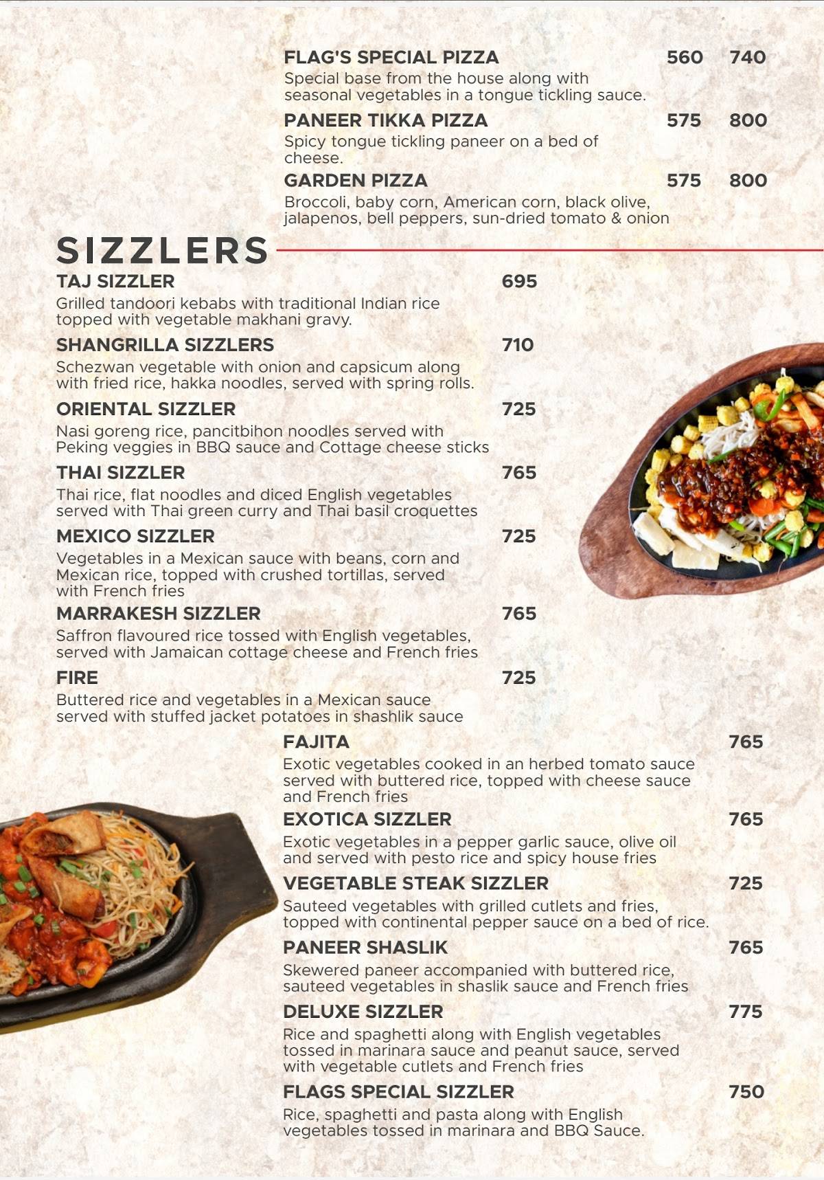 Flag's II Veg World Cuisine menu