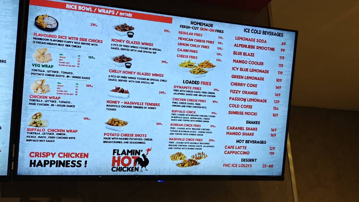 Flamin' Hot Chicken - Edappally Best Chicken Burgers in Kochi menu