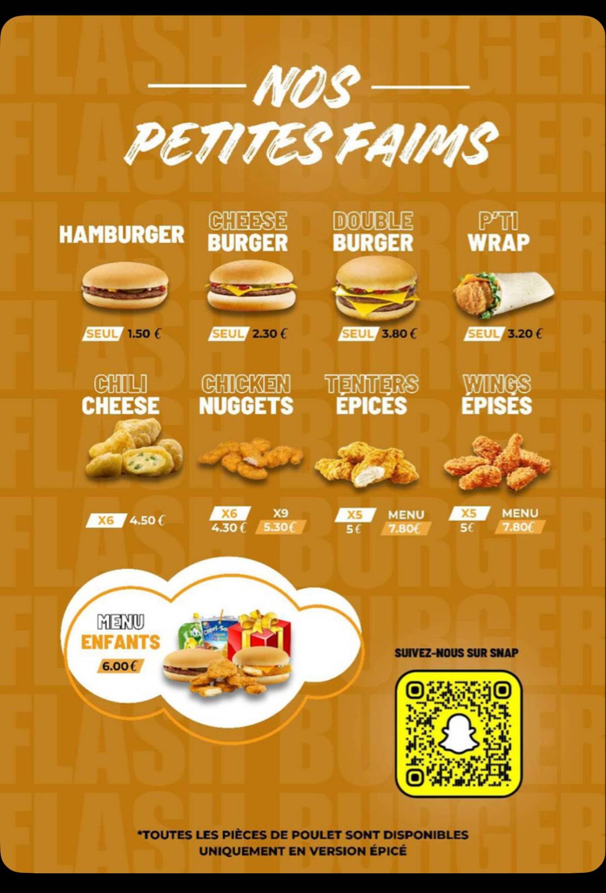 Menu de FlashBurger