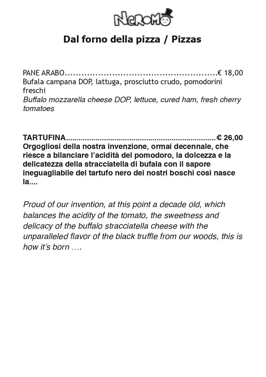 Menu di Neromo 