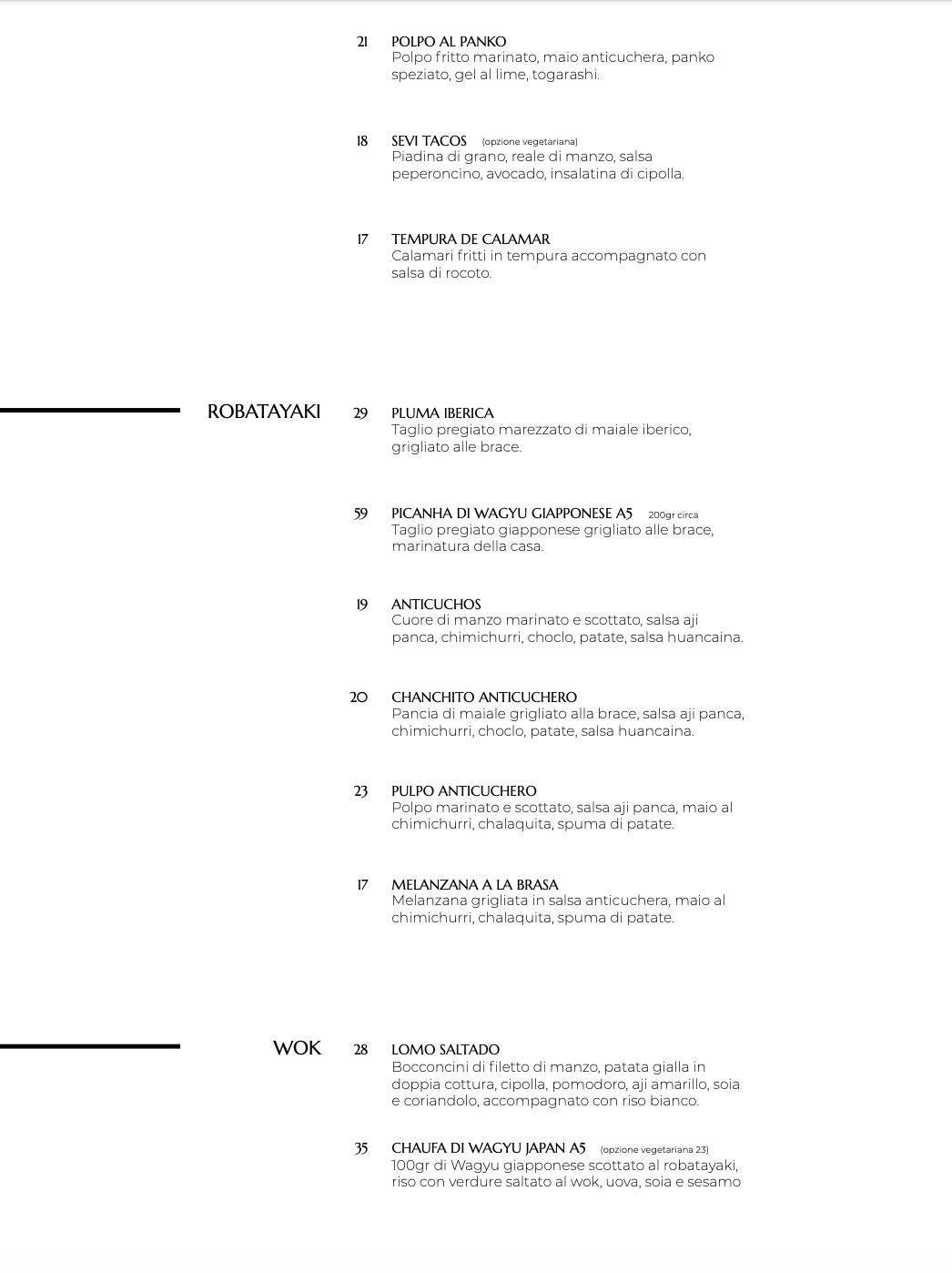 Menu di Sevi Ristorante - Firenze 