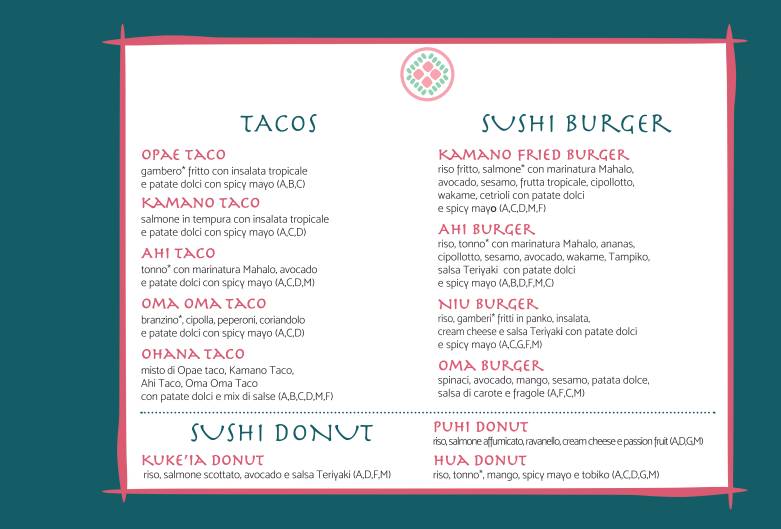 Menu di Food Gallery Ponte Milvio 