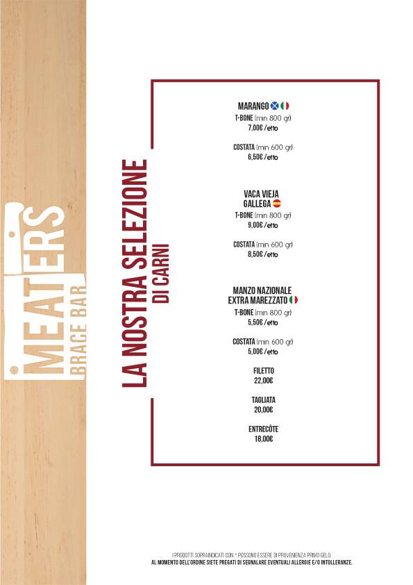 Menu di Food Gallery Ponte Milvio 