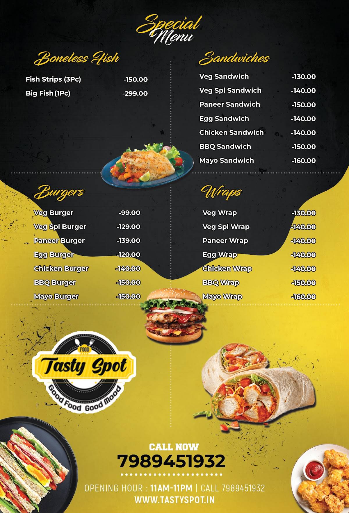 Food tasty spot menu