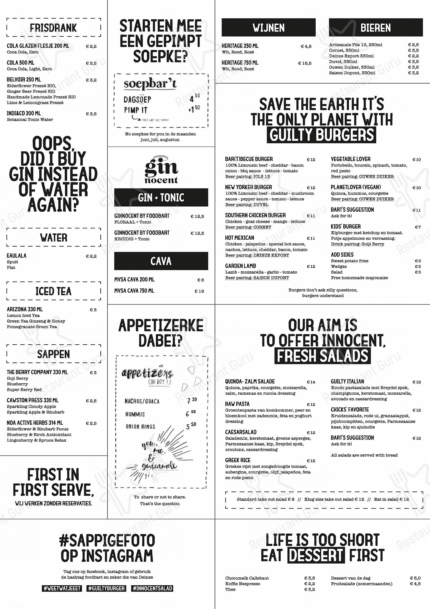 Menu pour Foodbart - Ночное меню