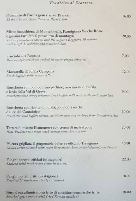 Menu di Ristorante Fortunato al Pantheon 