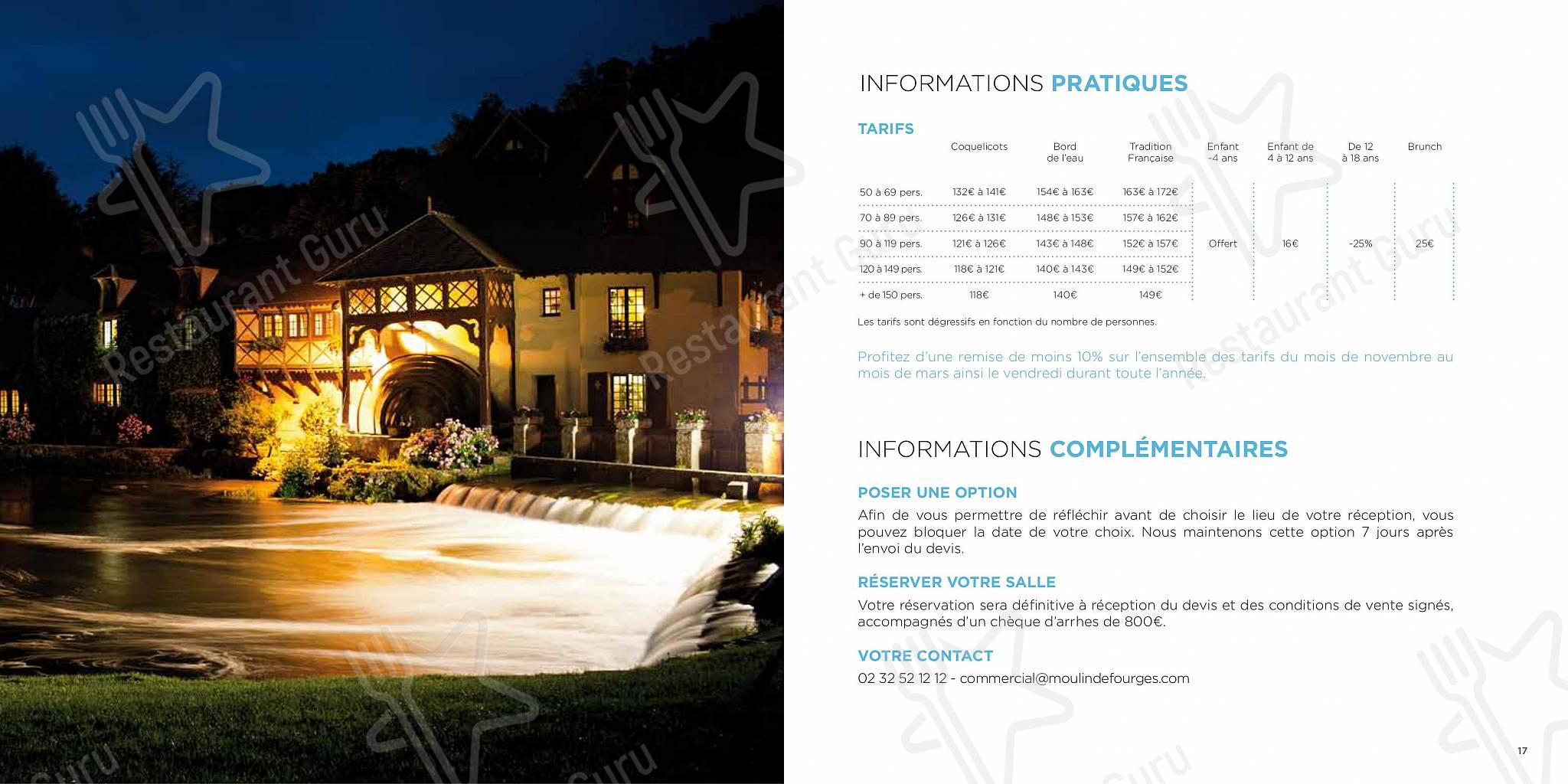 Le Moulin de Fourges dans Fourges - Ночное меню