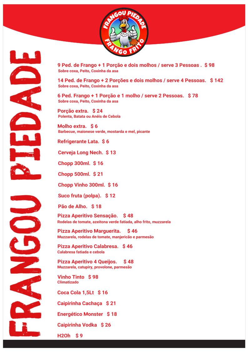 Frangou Piedade cardápio
