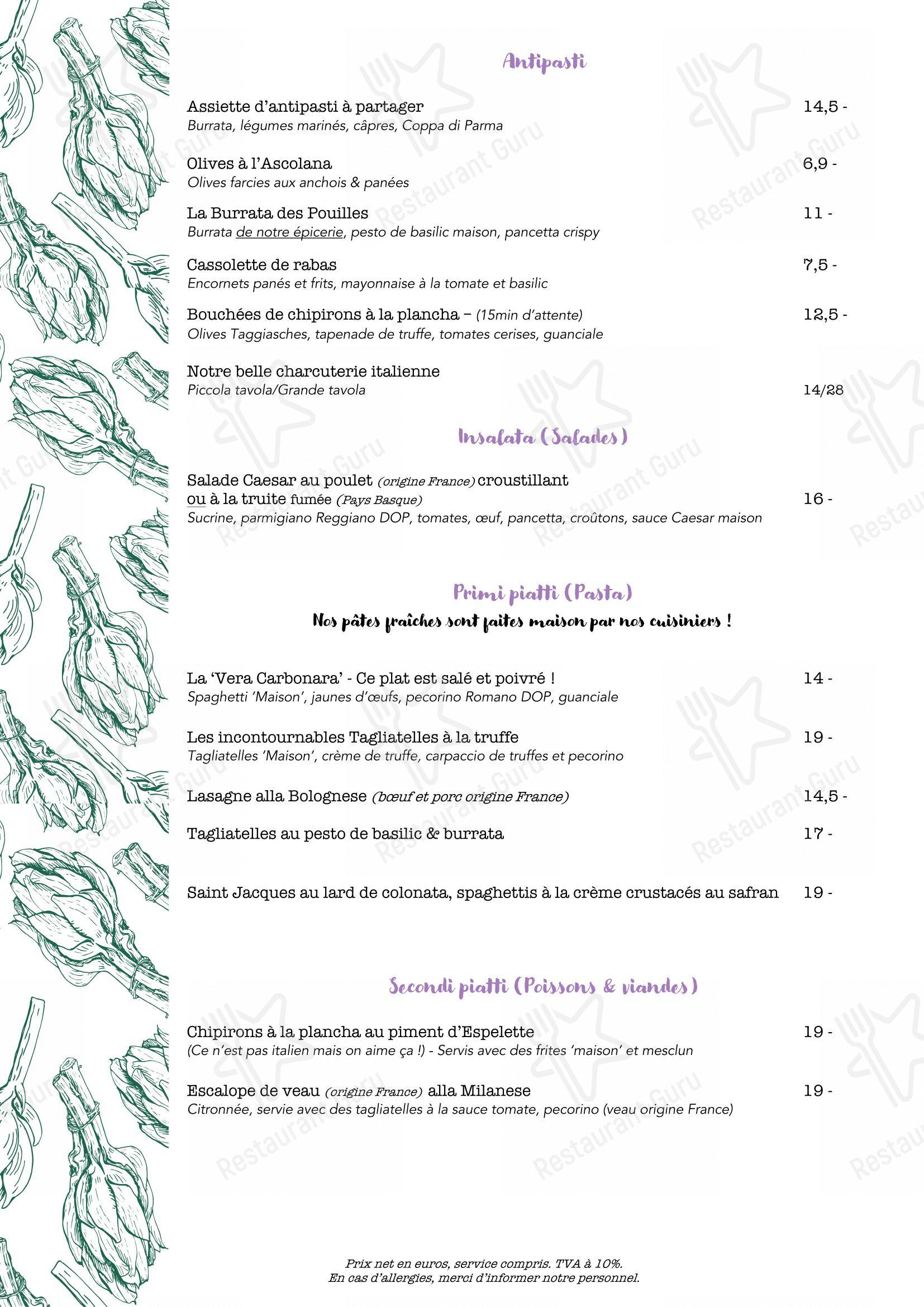 Fratelli Restaurant & Pizzeria Tarnos dans Tarnos - Menu