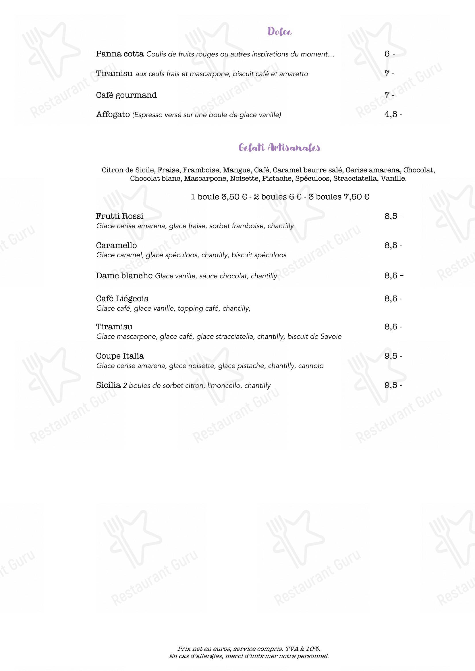 Menu pour Fratelli Restaurant & Pizzeria Tarnos - Menu