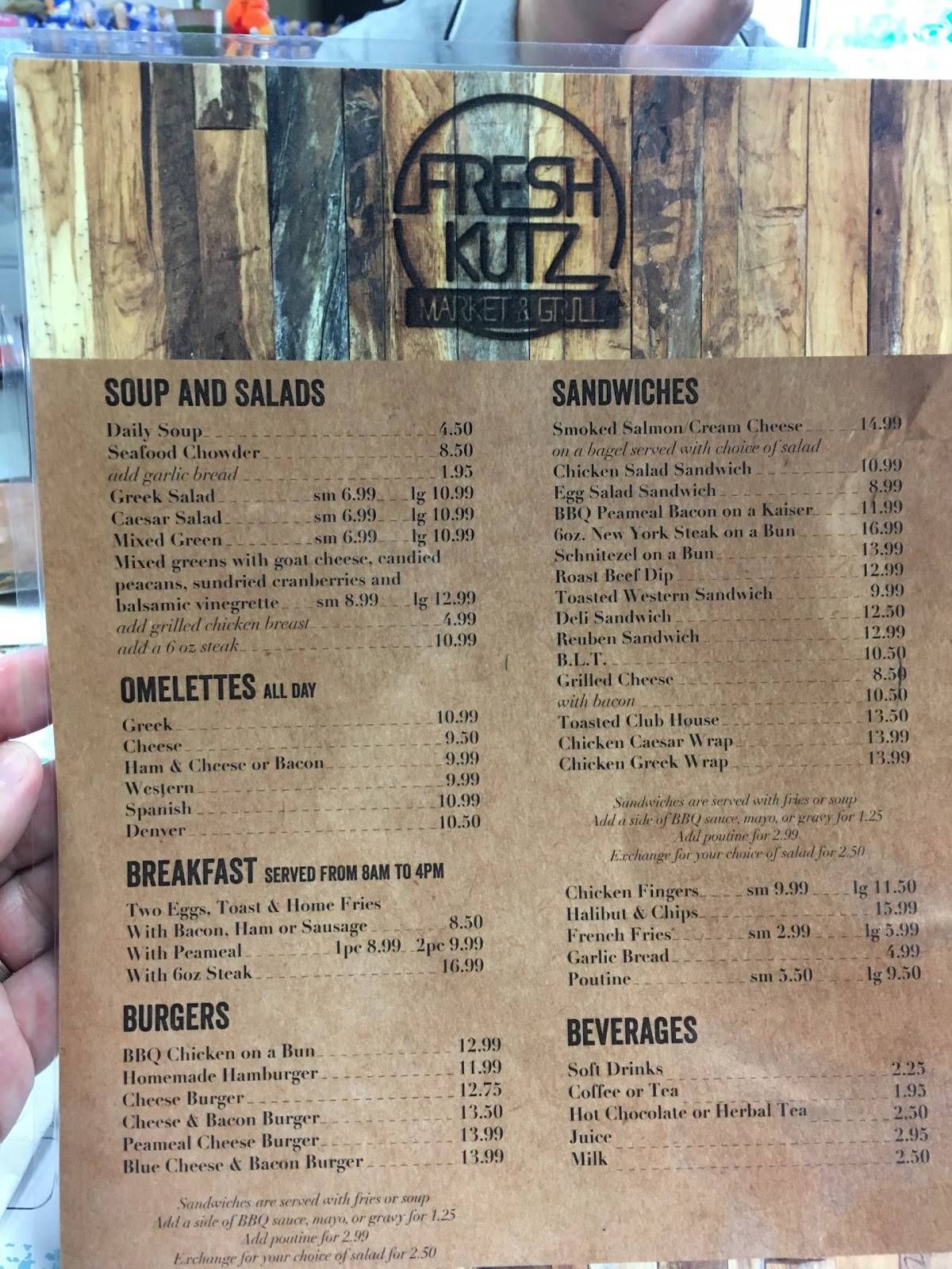 Menu at Fresh Kutz Market & Grill restaurant, Bracebridge