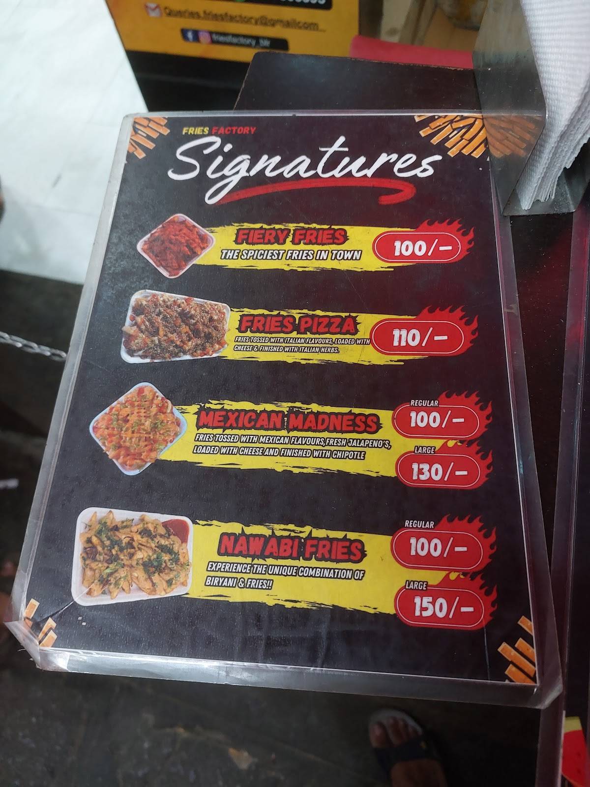 Fries Factory menu
