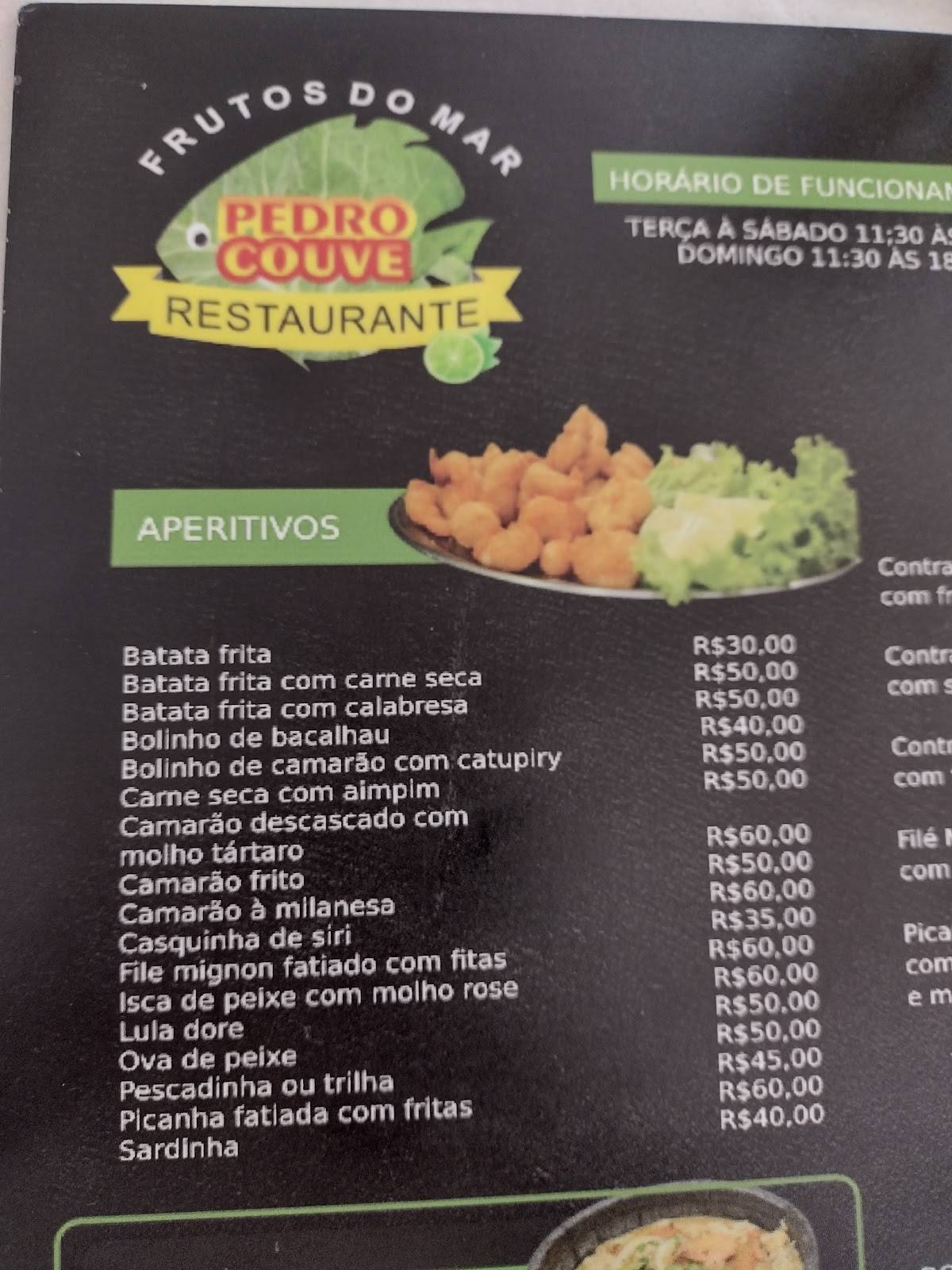 Frutos do Mar Pedro Couve cardápio