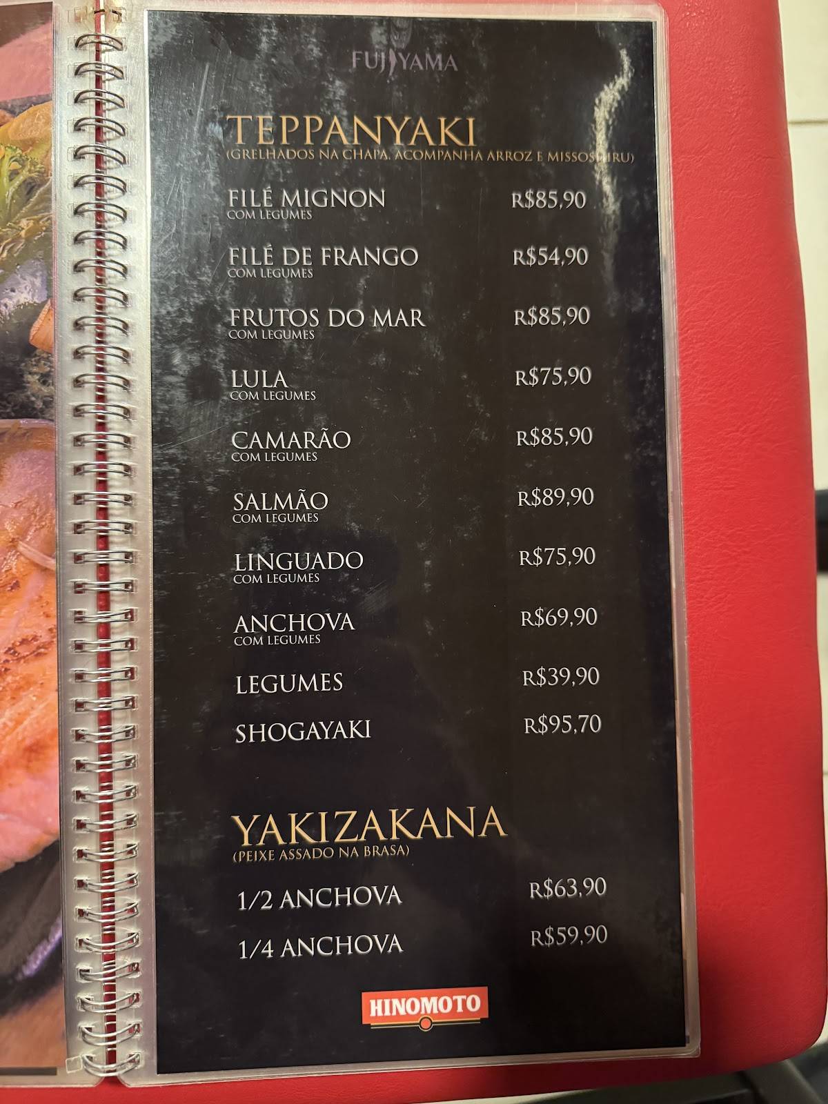 Restaurante Fujiyama cardápio