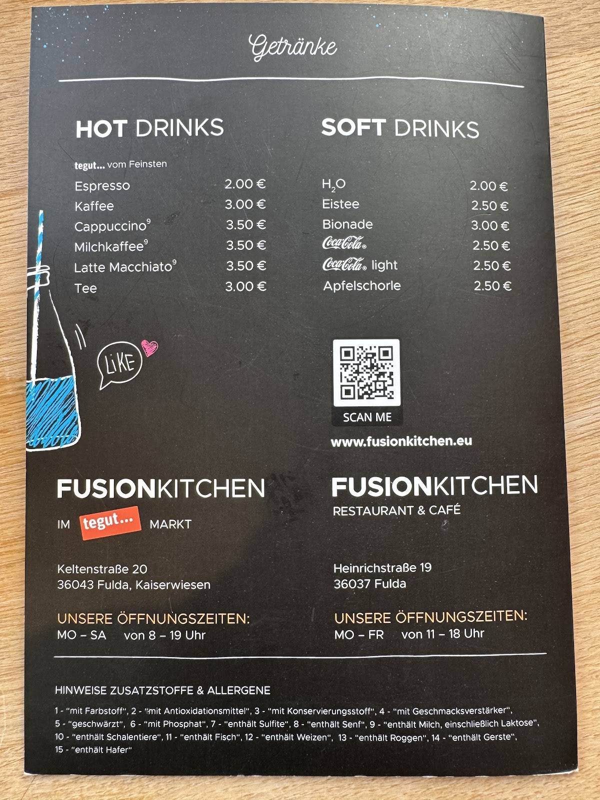 Menu de Fusion Kitchen