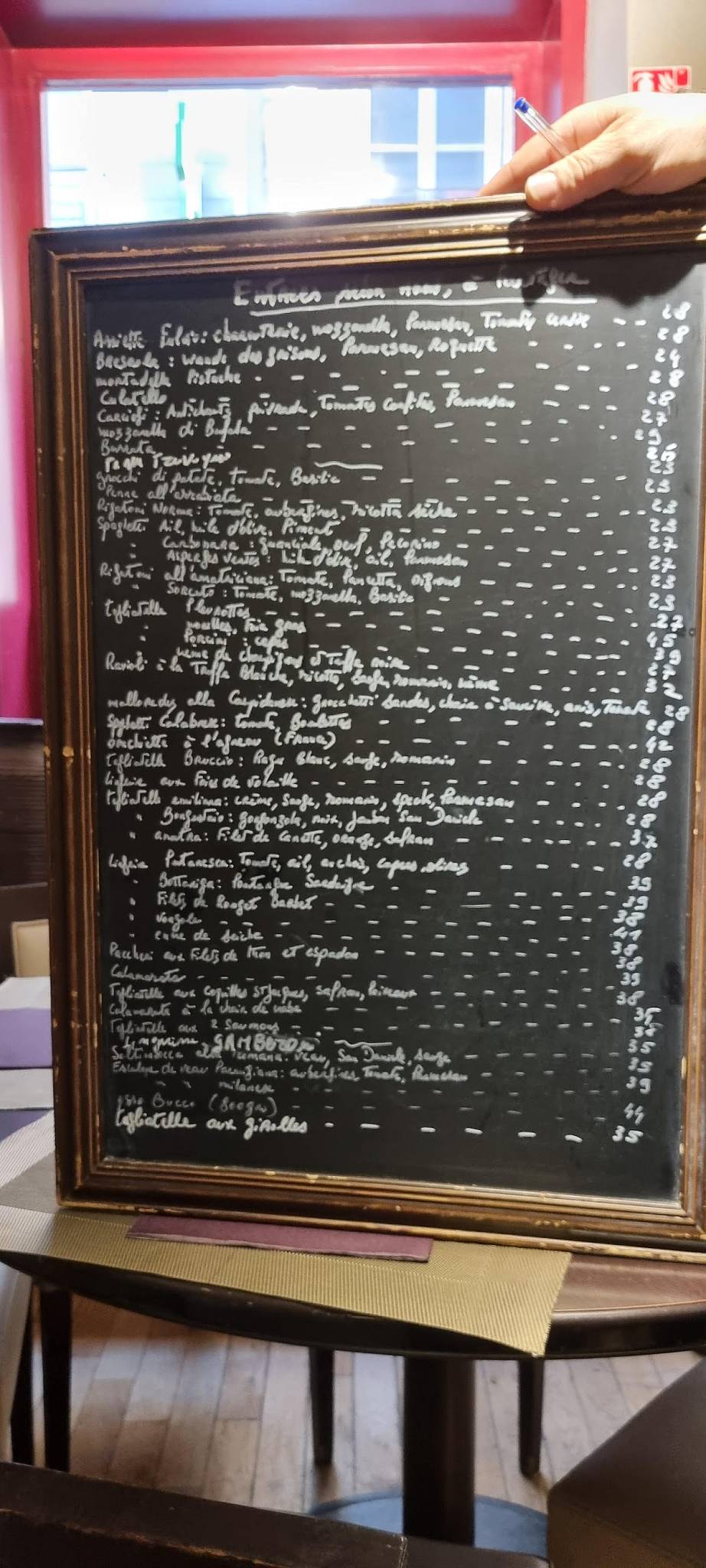 Menu de Fulvio