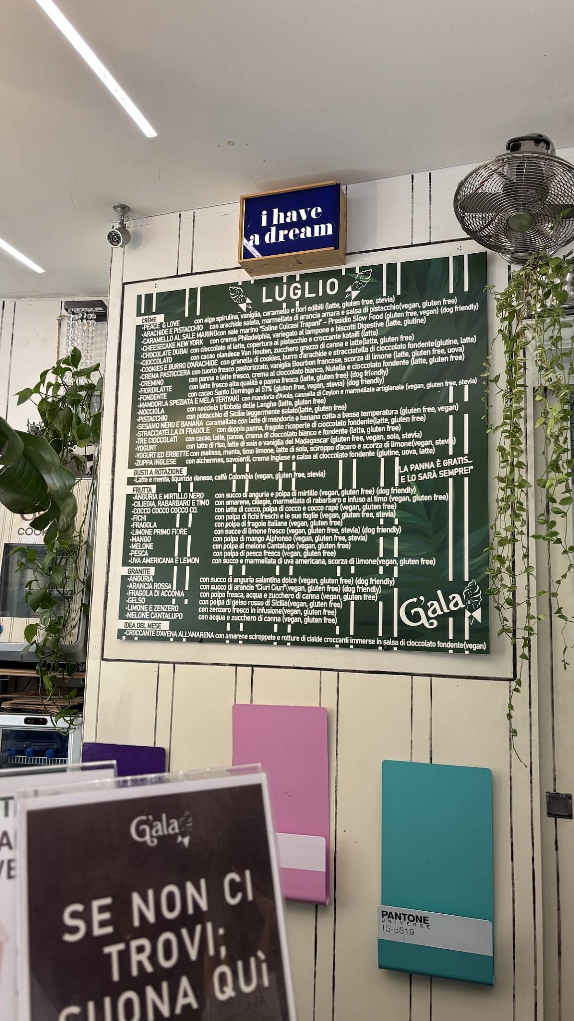 Menu di G'ala Gelateria Lissone 